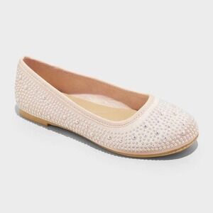 Kids' Lisa Embellished Pearl Ballet Flats – Cat & Jack Blush Pink Size 5 (NWT)